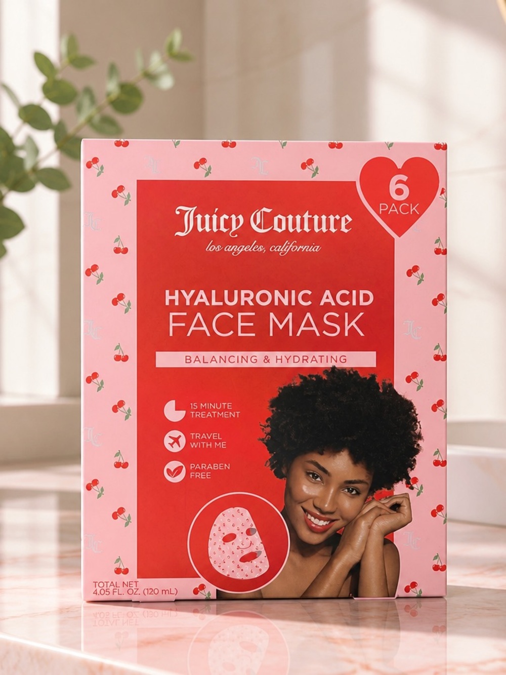 Juicy Couture Hyaluronic Acid Face Mask 6 Pack New In Box